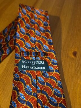 Bolgheri For Harry Rosen Red & Blue Geometric Silk Tie